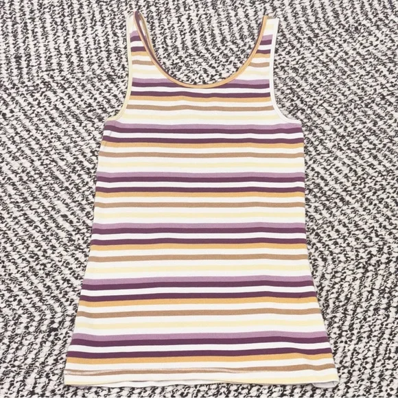 a new day - Mauve, Cream & Tan Striped Tank Top - Women’s Size Medium - Picture 3 of 4
